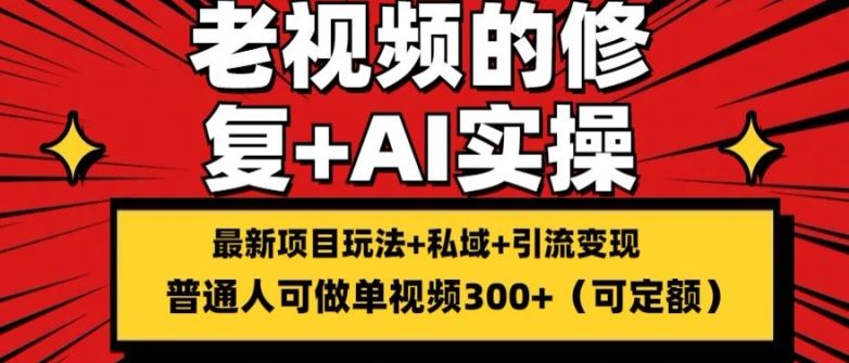 修复老视频的玩法，搬砖+引流的变现(可持久)，单条收益300+【揭秘】-好创网