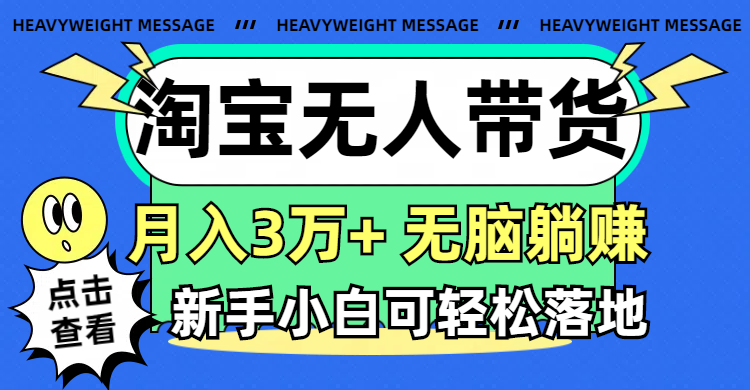 （11574期）淘宝无人带货3.0高收益玩法，月入3万+，无脑躺赚，新手小白可落地实操-好创网