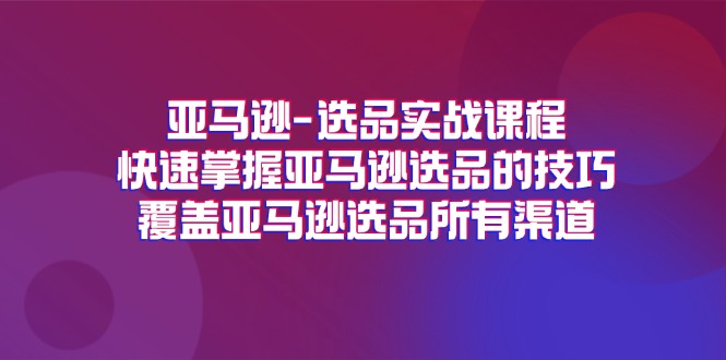 （11620期）亚马逊-选品实战课程，快速掌握亚马逊选品的技巧，覆盖亚马逊选品所有渠道-好创网