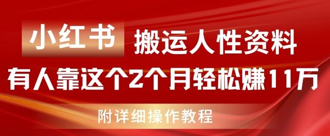 小红书搬运人性资料，有人靠这个2个月轻松赚11w，附教程【揭秘】-好创网
