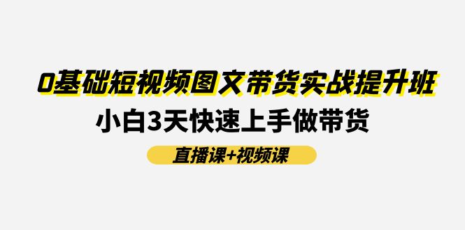 0基础短视频图文带货实战提升班，小白3天快速上手做带货(直播课+视频课)-好创网