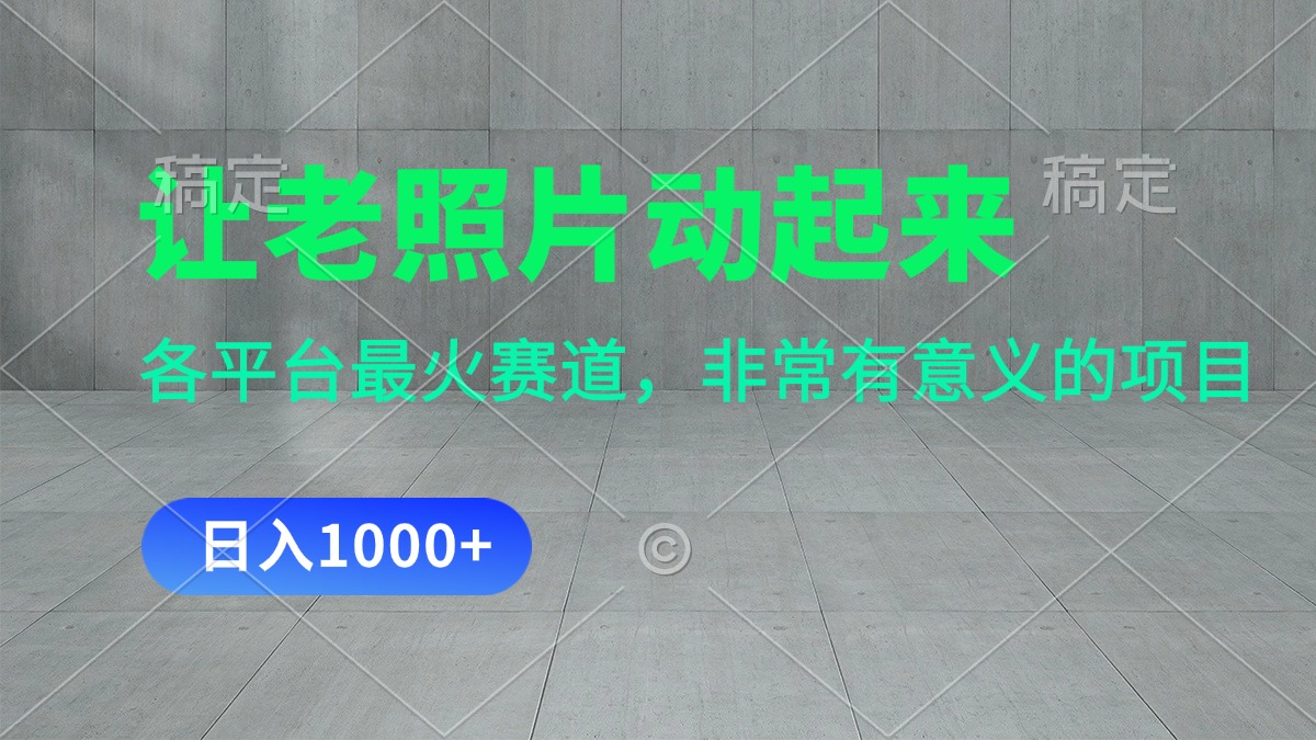 （11671期）让老照片动起来，一天变现1000+，各平台最火赛道，看完就会-好创网