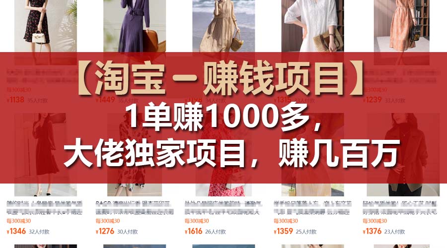 （11685期）【淘宝赚钱项目】1单可赚1000多，大佬独家项目，年赚几百万-好创网