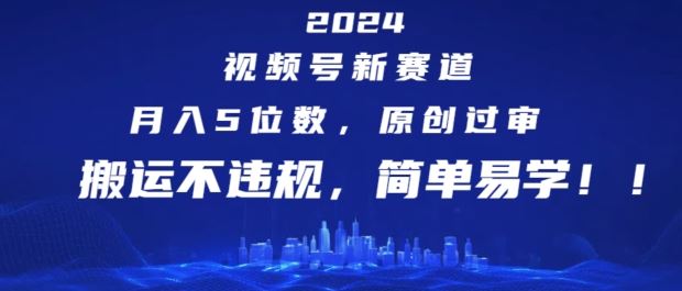 2024视频号新赛道，月入5位数+，原创过审，搬运不违规，简单易学【揭秘】-好创网