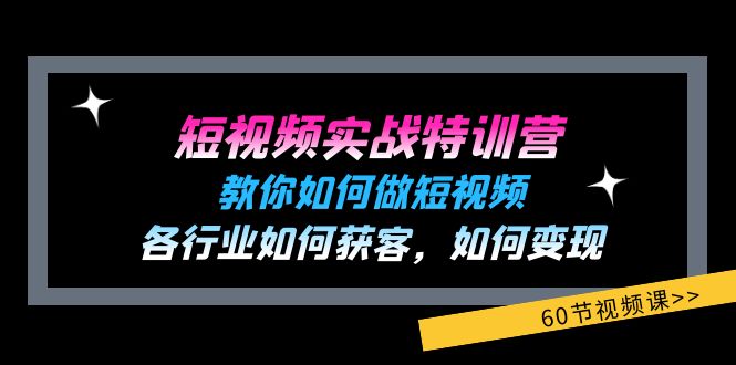 短视频实战特训营：教你如何做短视频，各行业如何获客，如何变现 (60节)-好创网