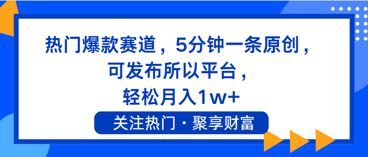 （11810期）热门爆款赛道，5分钟一条原创，可发布所以平台， 轻松月入1w+-好创网