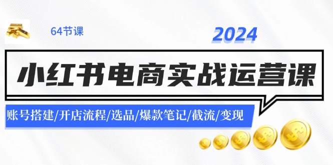 （11827期）2024小红书电商实战运营课：账号搭建/开店流程/选品/爆款笔记/截流/变现-好创网