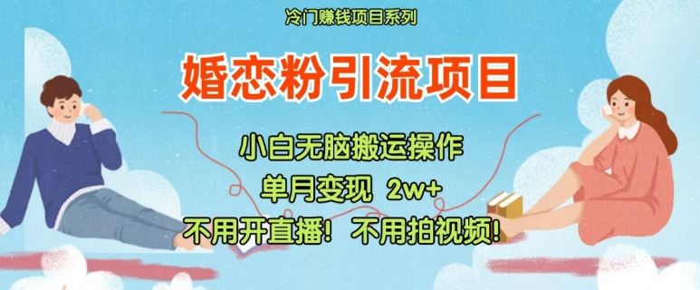 小红书婚恋粉引流，不用开直播，不用拍视频，不用做交付【揭秘】-好创网