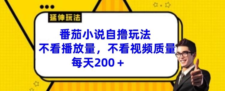 番茄小说自撸玩法，不看播放量，不看视频质量，每天200+【揭秘】-好创网
