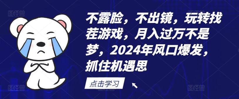 不露脸，不出镜，玩转找茬游戏，月入过万不是梦，2024年风口爆发，抓住机遇【揭秘】-好创网