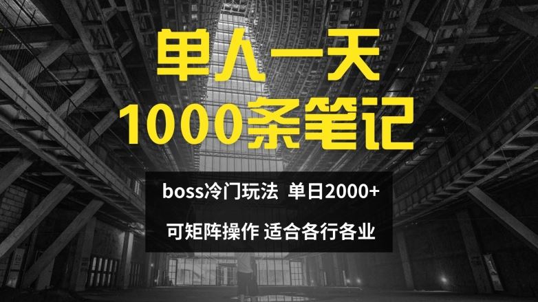 单人一天1000条笔记，日入2000+，BOSS直聘的正确玩法【揭秘】-好创网