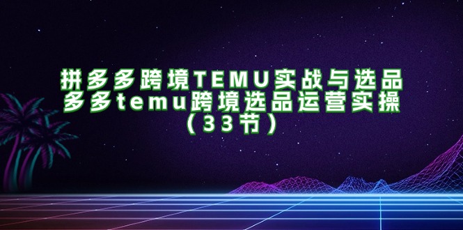 （11934期）拼多多跨境TEMU实战与选品，多多temu跨境选品运营实操（33节）-好创网