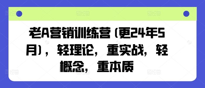 老A营销训练营(更24年7月)，轻理论，重实战，轻概念，重本质-好创网