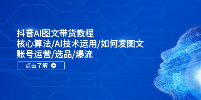 抖音AI图文带货教程：核心算法/AI技术运用/如何发图文/账号运营/选品/爆流-好创网