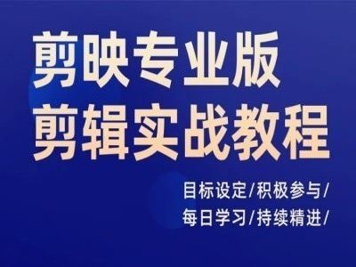 剪映专业版剪辑实战教程，目标设定/积极参与/每日学习/持续精进-好创网