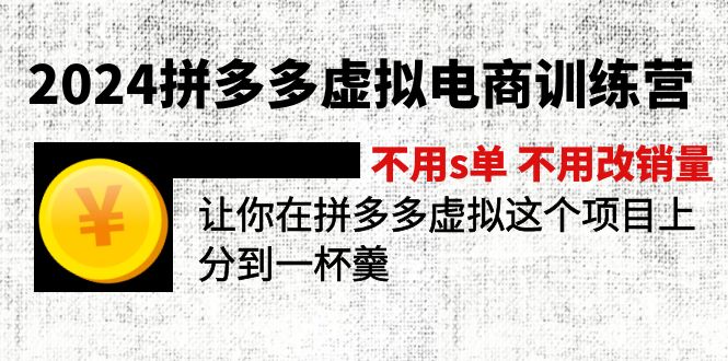 （12024期）2024拼多多虚拟电商训练营 不s单 不改销量  做虚拟项目分一杯羹(更新10节)-好创网