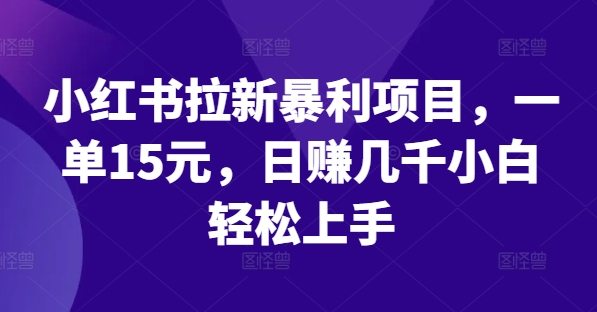 小红书拉新暴利项目，一单15元，日赚几千小白轻松上手-好创网