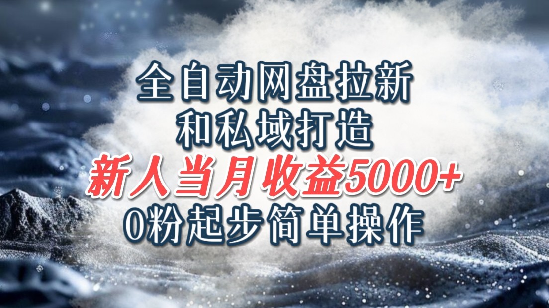 全自动网盘拉新和私域打造，0粉起步简单操作，新人入门当月收益5000以上-好创网