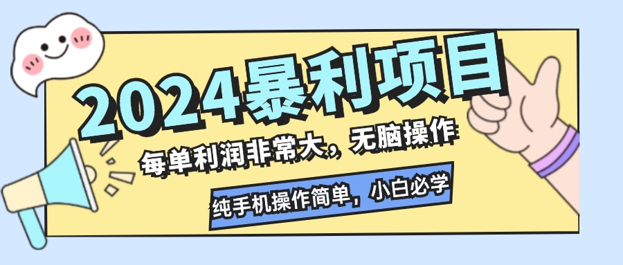 （12130期）2024暴利项目，每单利润非常大，无脑操作，纯手机操作简单，小白必学项目-好创网