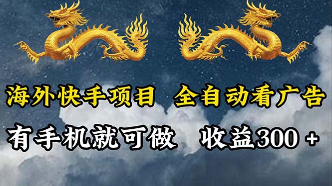 （12175期）海外快手项目，利用工具全自动看广告，每天轻松 300+-好创网