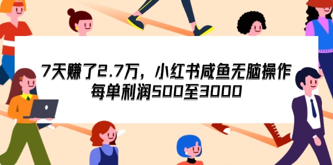 （12192期）7天收了2.7万，小红书咸鱼无脑操作，每单利润500至3000-好创网