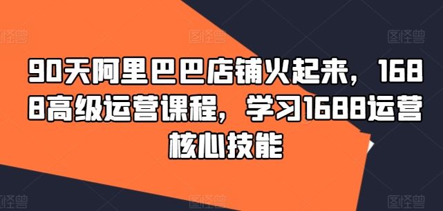 90天阿里巴巴店铺火起来，1688高级运营课程，学习1688运营核心技能-好创网