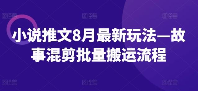 小说推文8月最新玩法—故事混剪批量搬运流程-好创网
