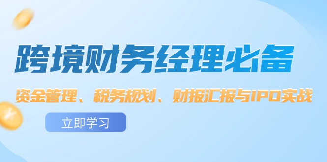 （12323期）跨境 财务经理必备：资金管理、税务规划、财报汇报与IPO实战-好创网