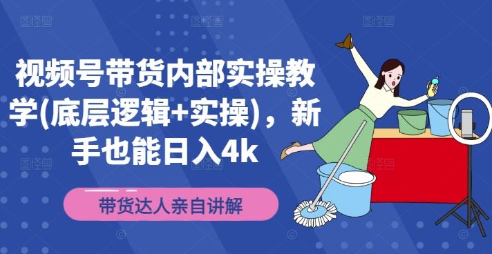 视频号带货内部实操教学(底层逻辑+实操)，新手也能日入4k-好创网