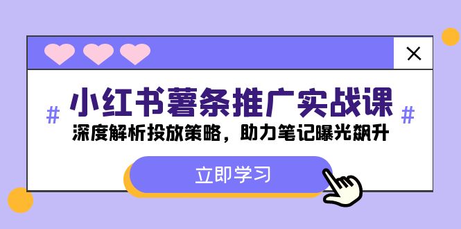 小红书-薯条推广实战课：深度解析投放策略，助力笔记曝光飙升-好创网