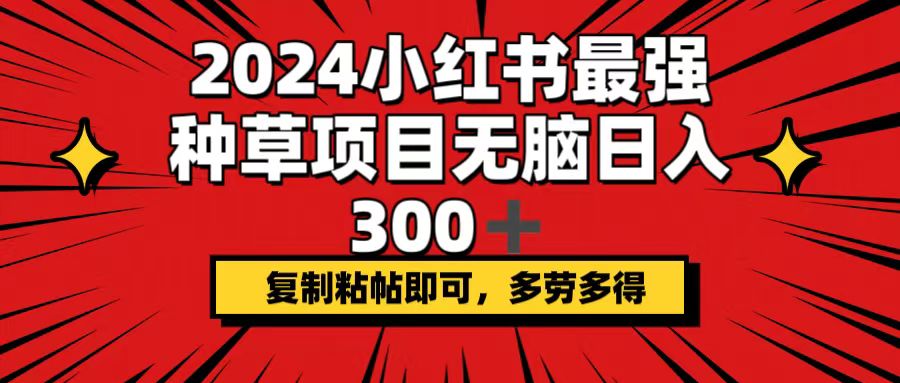 （12336期）2024小红书最强种草项目，无脑日入300+，复制粘帖即可，多劳多得-好创网