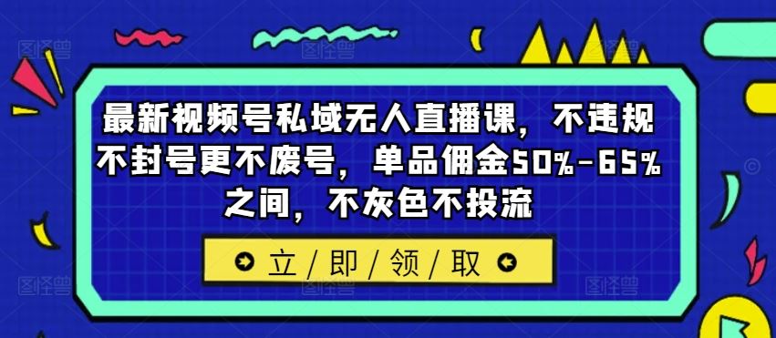最新视频号私域无人直播课，不违规不封号更不废号，单品佣金50%-65%之间，不灰色不投流-好创网