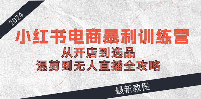 2024小红书电商暴利训练营：从开店到选品，混剪到无人直播全攻略-好创网