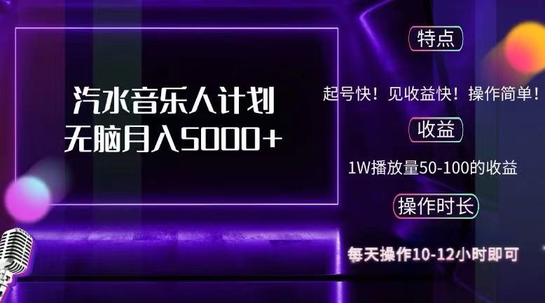 （12429期）抖音汽水音乐人计划无脑月入5000+-好创网