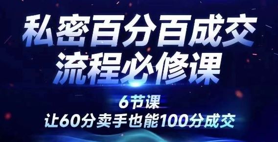 私密百分百成交流程线上训练营，绝对成交，让60分卖手也能100分成交-好创网