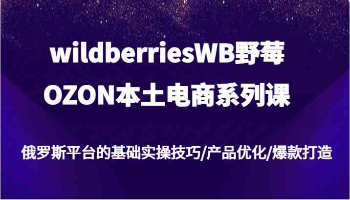 wildberriesWB野莓/OZON本土电商系列课，俄罗斯平台的基础实操技巧/产品优化/爆款打造-好创网