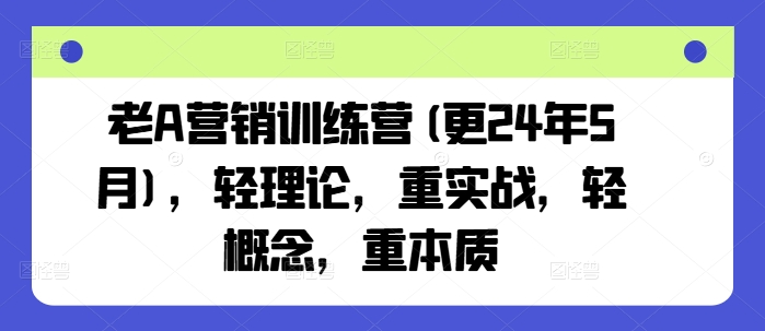 老A营销训练营(更24年9月)，轻理论，重实战，轻概念，重本质-好创网