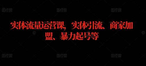 实体流量运营课，实体引流、商家加盟、暴力起号等-好创网